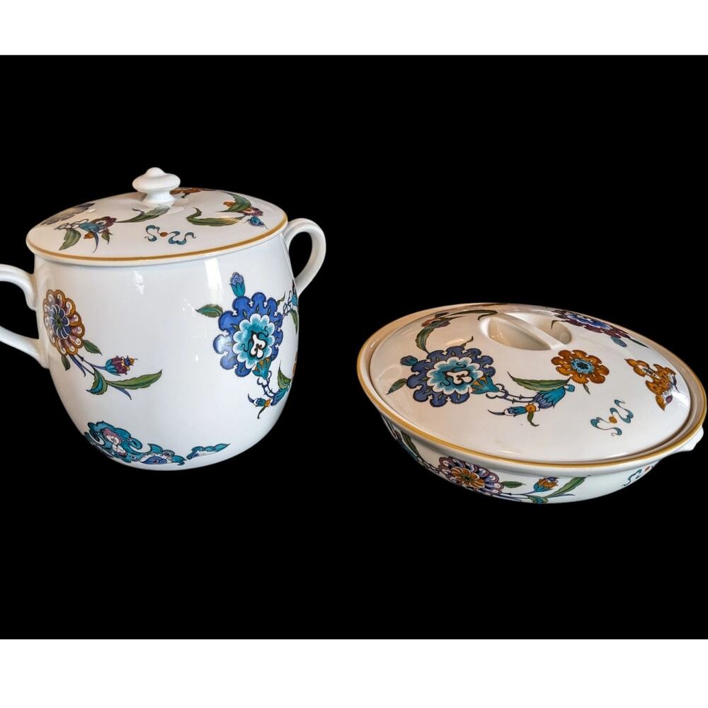 Vintage 1970's ROYAL WORCESTER 'PALMYRA' Porcelain Bean Pot & 1.5 qt Casserole